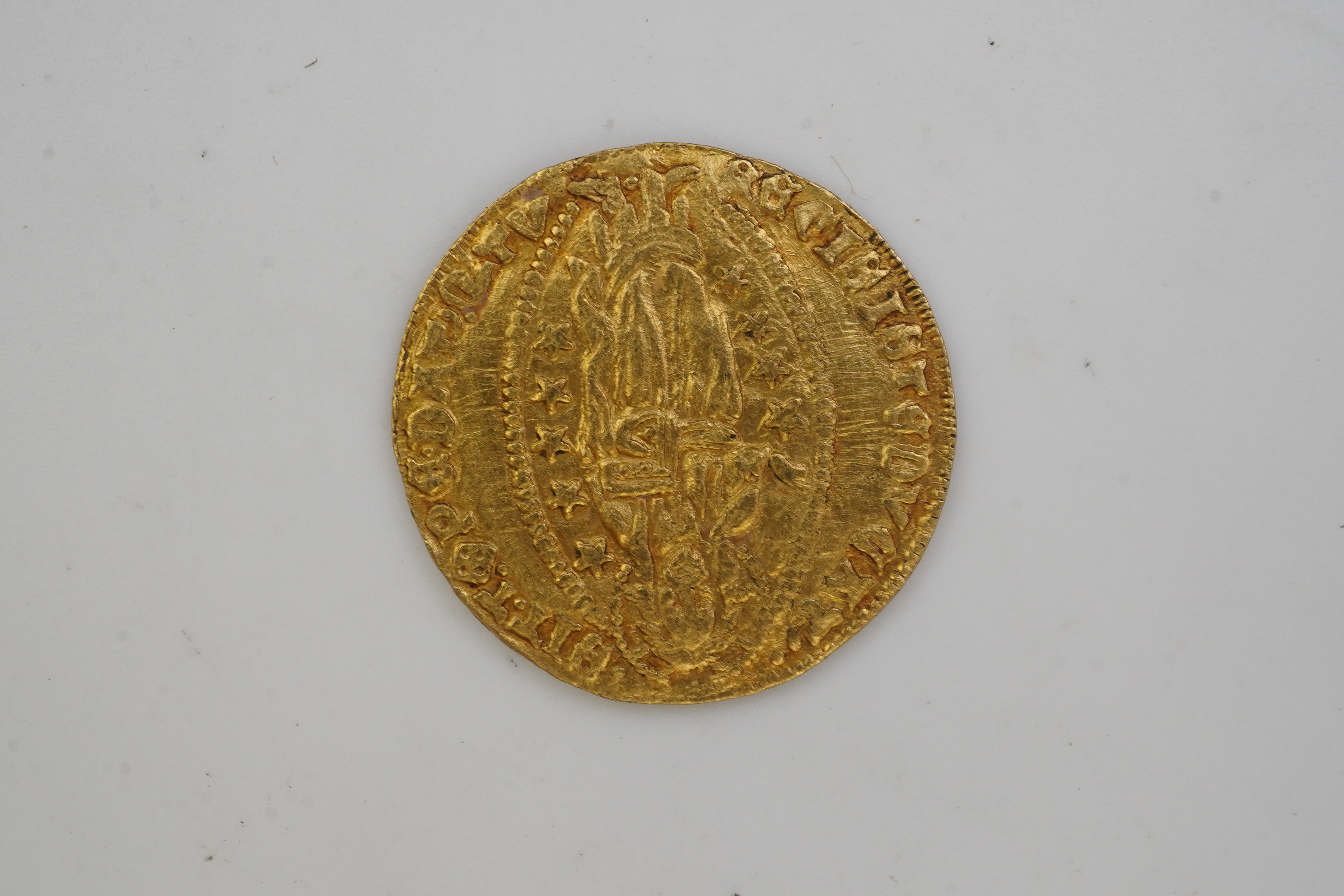 A medieval gold zecchino coin, Republic of Venice, Antonio Venier (1382-1400)